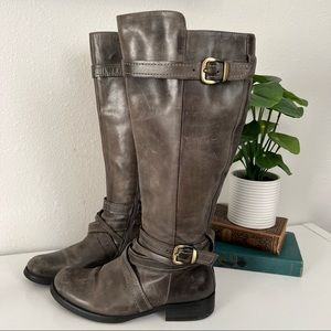 Miz Mooz Grey Leather Riding Boots